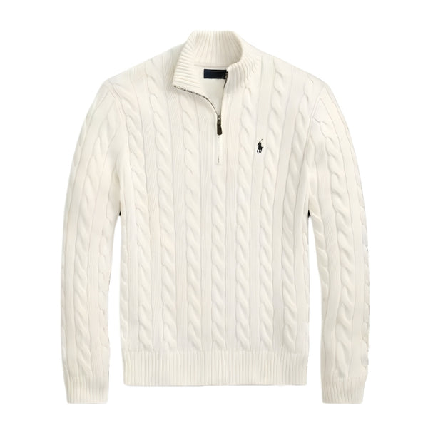 Maglia in cotone a trecce con cerniera