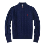 Maglia in cotone a trecce con cerniera