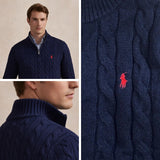 Maglia in cotone a trecce con cerniera